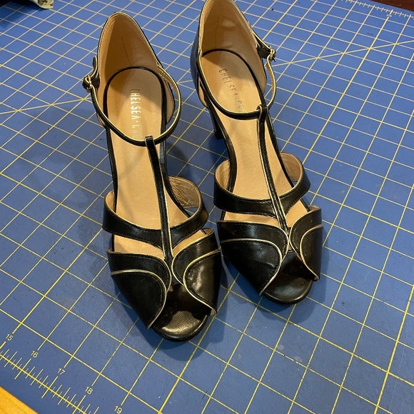 historical party shoes chelsea crew 1920s two piece heels open-toed size 40 - Picture 2 of 6